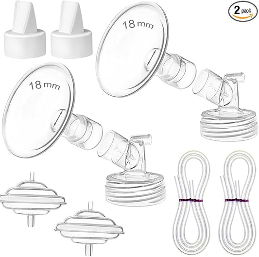 PumpMom-us 18mm Flange Pump Parts for Spectra S2 S1 9 Plus Breastpump, Flange Valve Tubing Backflow Protector, Not Original Spectra S2 Accessories (18mm)