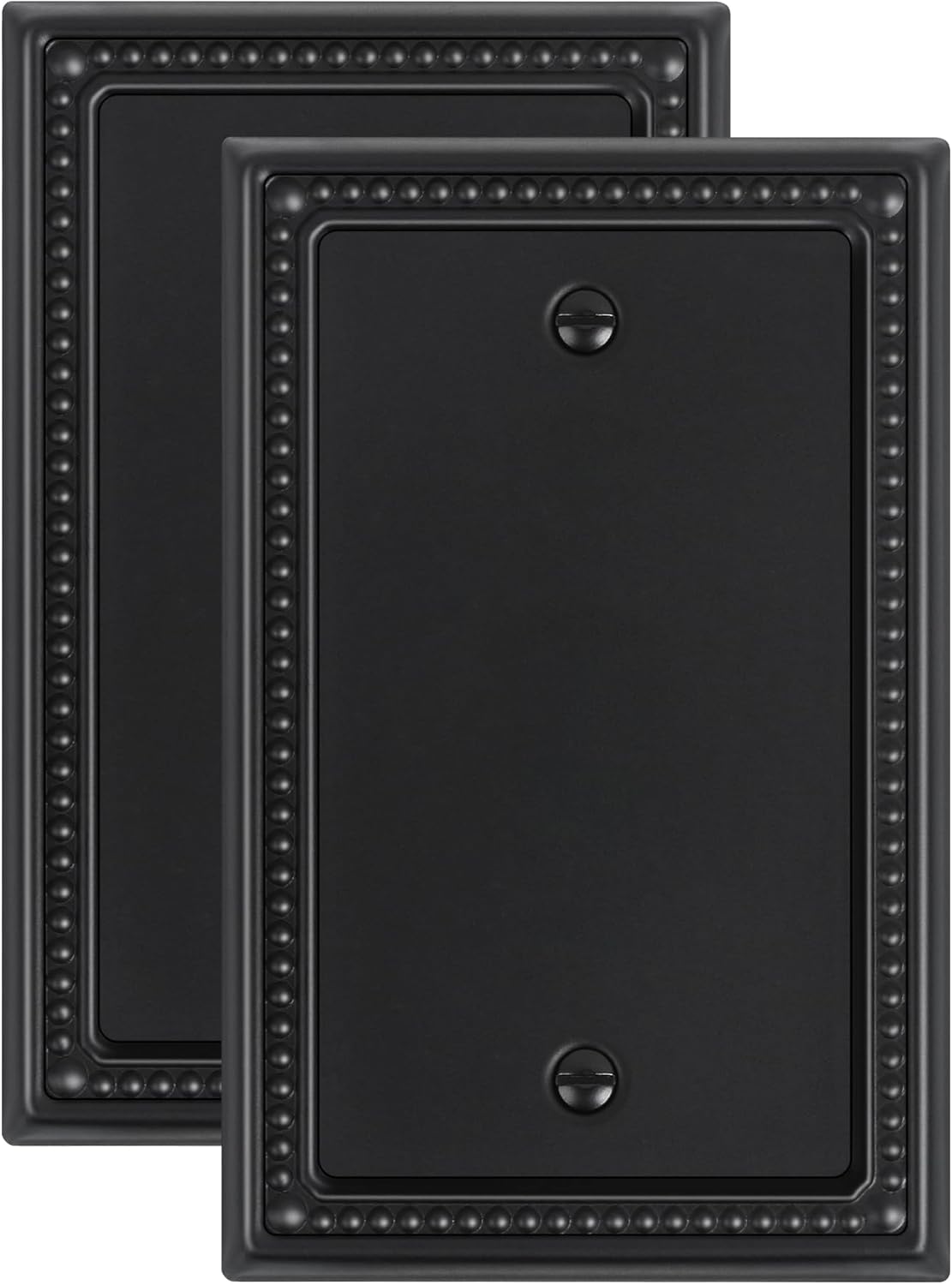 2-Pack Blank Outlet Cover Wall Plate, Metal Switch Plates Outlet Covers, Black Pearls Beaded Decorative Wall Plates for Electrical Outlets