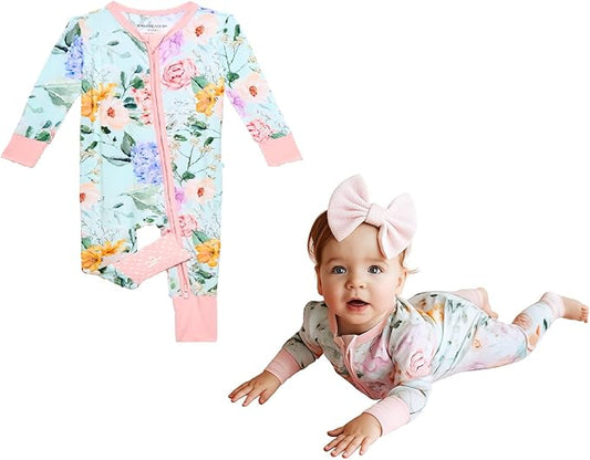 Posh Peanut Convertible Baby Sleepers - Girls Footless Baby Pajamas with 2 Way Zipper for Easy Diaper Changes