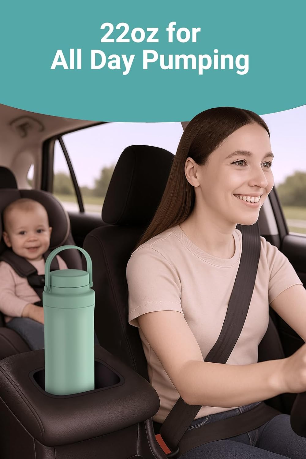 Koalababy Portable Breast Milk Cooler 22oz – 24-Hour Cooling, with 2 Bottles for Breastmilk Storage, Insulated Chiller for Work & Travel, Larger Capacity for Breastfeeding Moms