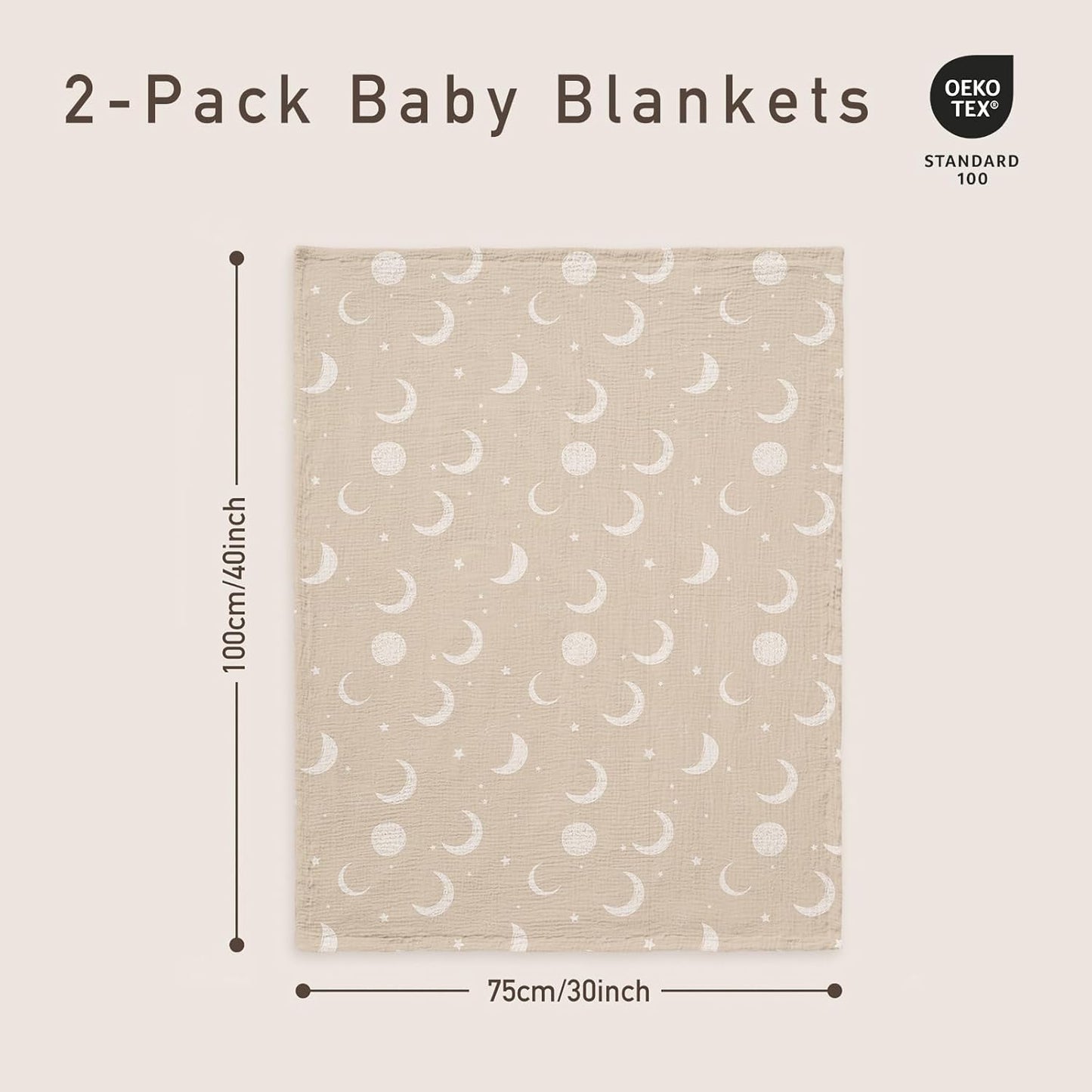 GLLQUEN BABY Blankets for Unisex Boys Girls, 2-Pack Muslin Cotton Front Soft and Breathable, and Dotted Fleece Backing, Printed Bed Nursery Minky Blankets for Toddler Newborn, Starry, 30 x 40 inches