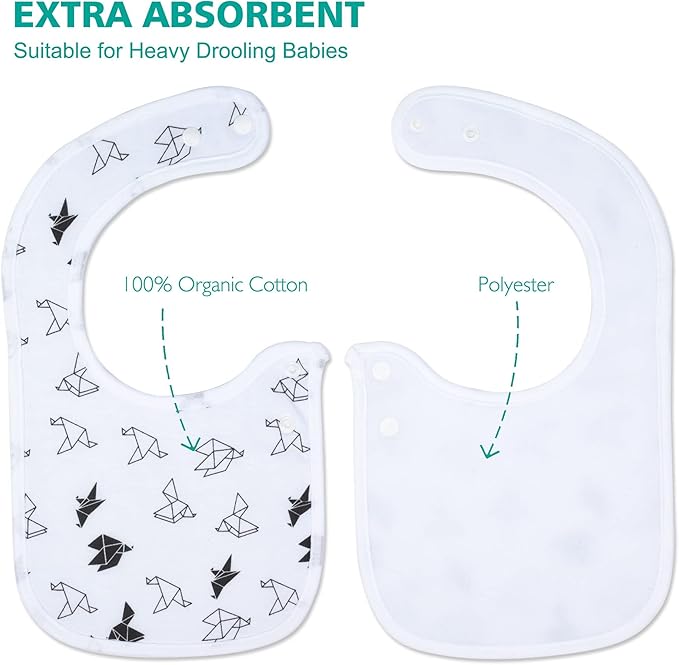 Baby Bibs Soft and Absorbent Organic Cotton Bandana Drool Bibs Set for Boys Girls Newborn 0-36 Months