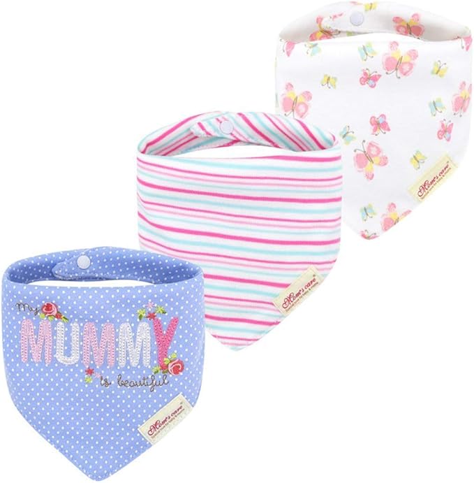 JN&LULU 3 Pack Newborn Baby Bibs Bandana Drool Bibs for Drooling Cotton Baby Gifts