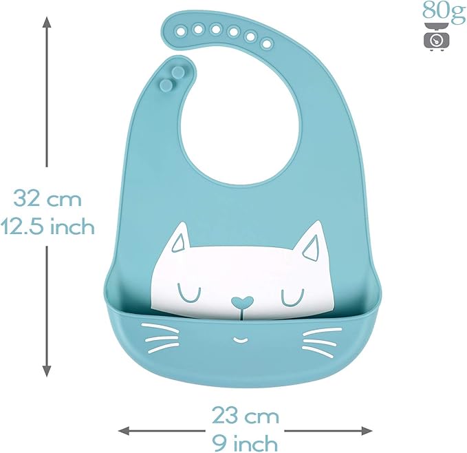 Baby Silicone Feeding Bibs, 3pcs Adjustable Waterproof Bibs for Feeding