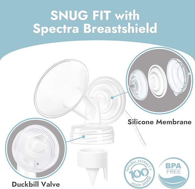 [8-Count] Papablic Duckbill Valves and Silicone Membrane Compatible with Spectra S1, S2 and 9 Plus Breastpumps, Not Original Spectra Pump Parts, BPA/DEHP Free, White