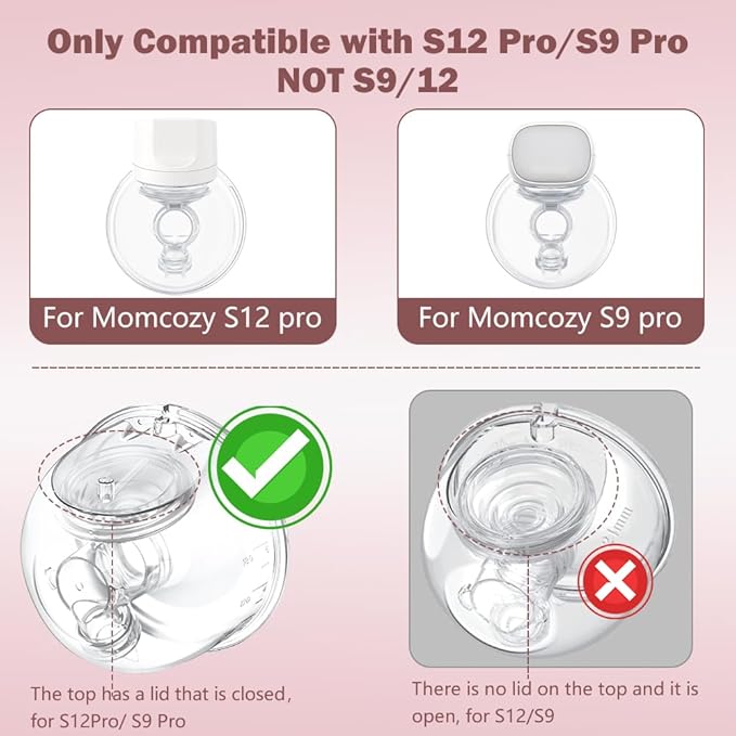 One Full Set Milk Collector Cup 19mm Only Compatible with Momcozy S12 Pro/S9 Pro Breast Pump NOT for S9/S12, S12 Pro/S9 Pro Wearable Breast Pump Replacement Parts with 19mm Flange