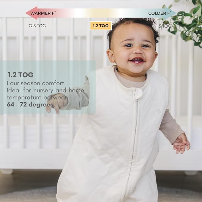 Tealbee Dreamsuit Toddler Sleep Sack with Feet – Walker Sleep Bag with Legs, Rayon made from Bamboo, All Season 1.2 TOG, 2-Way Zipper, 3T-4T - Undyed