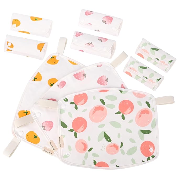 Bebamour Drool and Teething Reversible Cotton Pad For All Carry Positions Baby Carrier White Drool Bib For Boys & Girls(Persimmon)