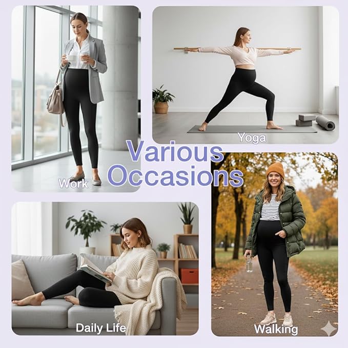 GROTEEN 3 Pack Women's Maternity Leggings with Pockets Over The Belly Workout Yoga Pregnancy Pants