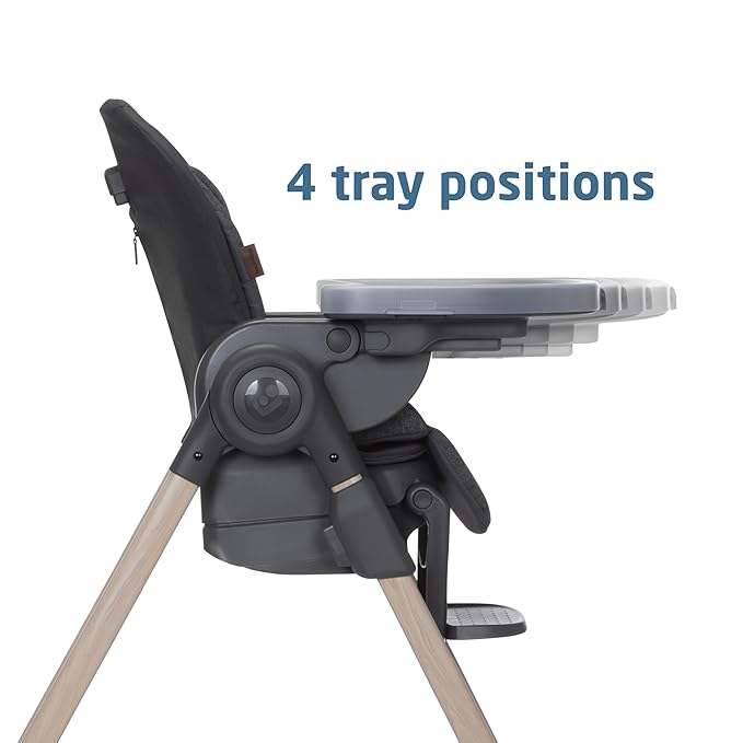 Maxi-Cosi Minla 6-in-1 High Chair for Babies & Toddlers, Portable Foldable Highchair, EcoCare Fabric, 9 Heights, 5 Reclines, 4 Tray Positions, Classic Graphite