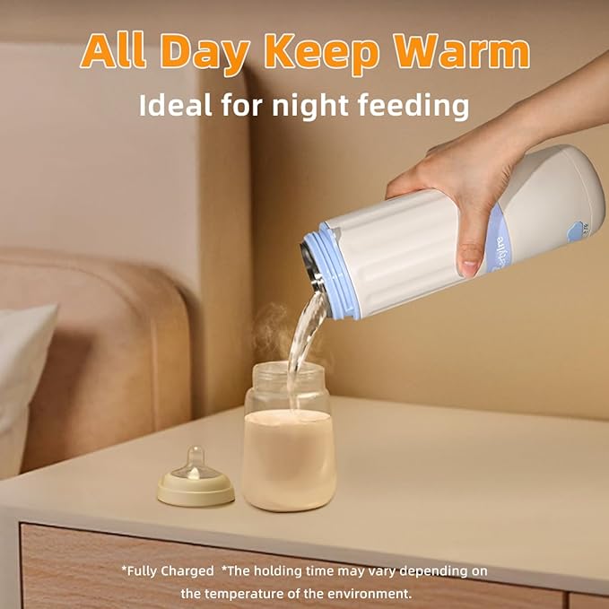 Portable Milk Warmer for Travel,New Upgrade Detachable Design,17Oz Larger Capacity Baby Bottle Warmer with Adjustable Temp & Keep Warm for Formula, Breastmilk,Fast Heating,13500 mAh