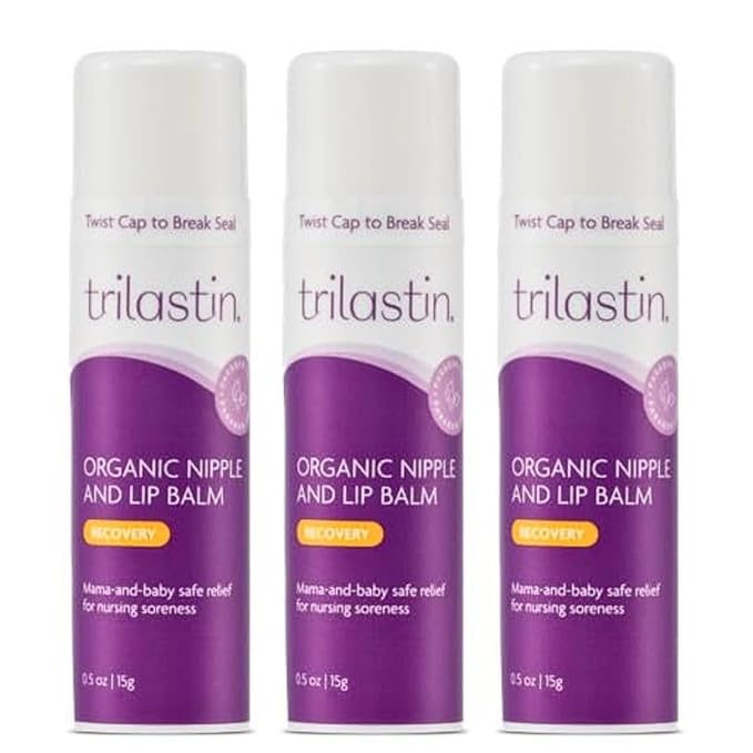 TriLASTIN Vitamin-Infused Nipple and Lip Balm | Breastfeeding Essentials | Lanolin-Free Nipple Cream | Nipple Butter | Postpartum Must-Haves