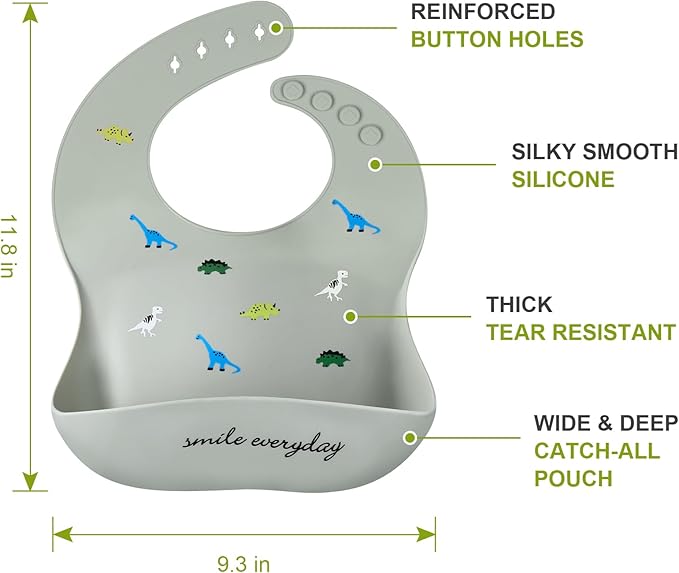 Accmor Silicone Baby Bibs, Waterproof Soft Bibs for Baby Girls Boys Feeding Eating, Silicone Baby Bibs with Large Pocket