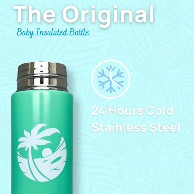 Waiu Insulated Stainless Steel Baby Bottle BPA-Free | Stainless Steel Keeps Drinks Hot for 8 Hours, Cold for 24 Hours | 6 oz.| (Green) Multiple Colors