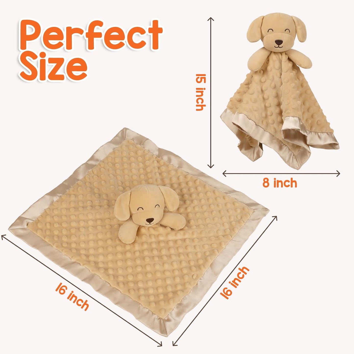 Loveys for Babies, Soft Dog Baby Security Blanket Lovies for Babies, Stuffed Animals Blankie for Newborn Infant with Baby Snuggle Toy, Boys Gilrs Gifts Unisex Puppy Security Blanket 16 Inch