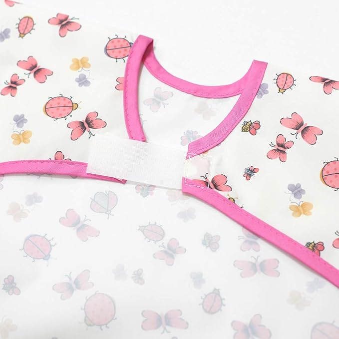 Short Sleeve Waterproof Bib for Toddlers – Feeding Apron for Mealtime, Daycare, Self-Feeding & Messy Play, Baby Bib