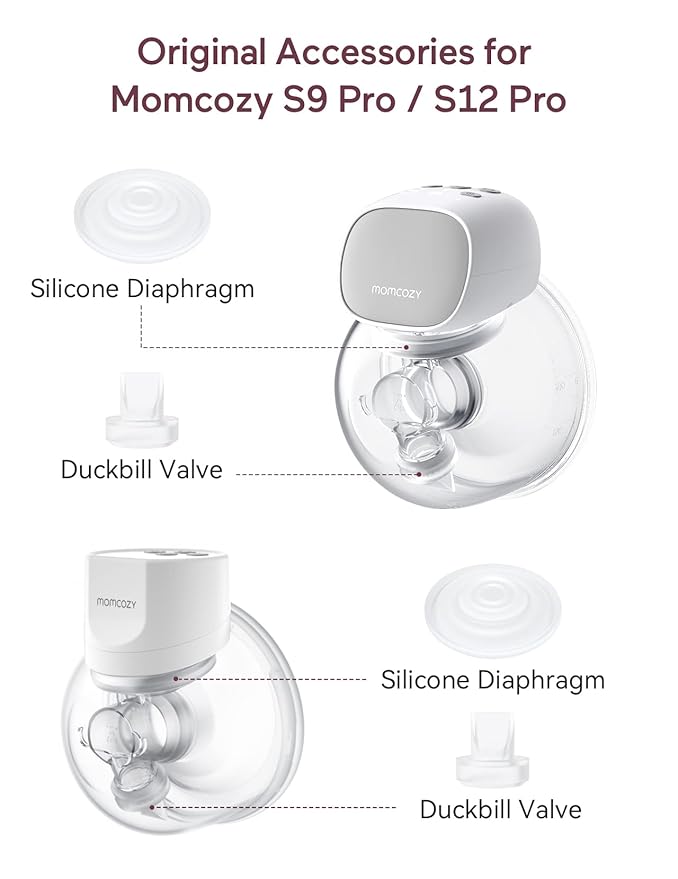 Momcozy Original S9 Pro/S12 Pro Replacement Accessories, Only Compatible with Momcozy S9 Pro/S12 Pro Breast Pump NOT for S9/S12(Duckbill Valves & Silicone Diaphragm,1 Pack)