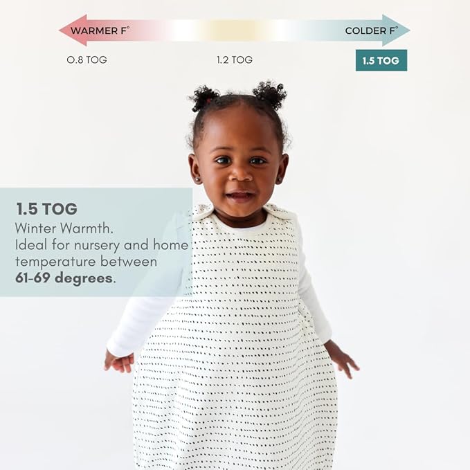 Tealbee Grow with Baby Sleep Sack – Adjustable Fit 6–24 Months for Babies & Toddlers, Soft Rayon from Bamboo Sleep Bag, Winter 1.5 TOG Wearable Blanket with 2-Way Zipper – Brushed Dots
