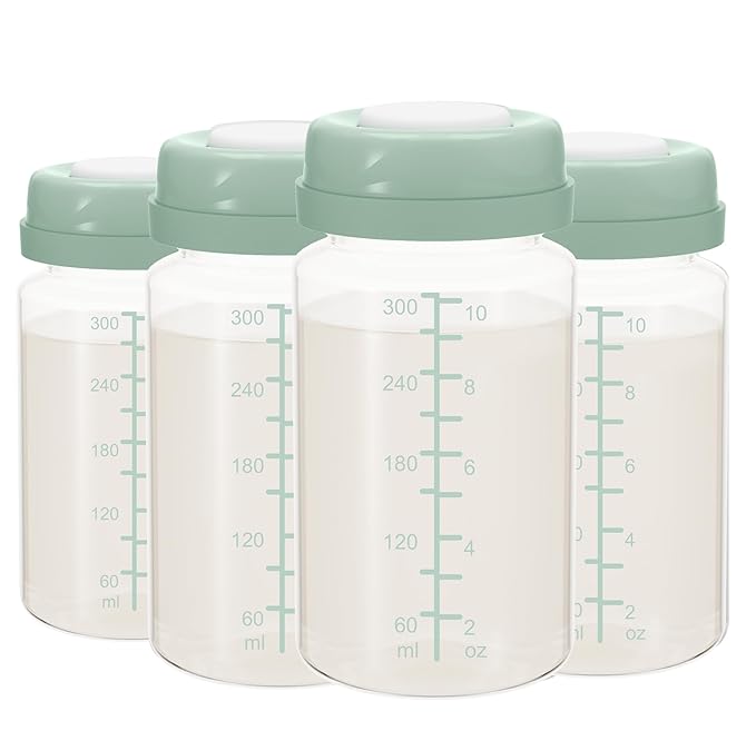 10oz Breastmilk Storage Bottle for Momcozy Milk Cooler 22oz, Breast Milk Cooler Bottles for Fridge, Wide Neck Pump Bottles Compatible with Spectra Motif Luna, Travel Breastfeeding,4PCS