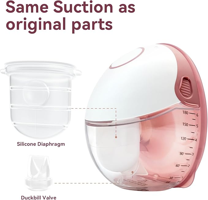 Diaphragm & Duckbill Valve Set Compatible with Momcozy M6 Breast Pump, Includes 4 Duckbill Valves and 2 Diaphragms, Pump Parts Works with Mobile Style M6