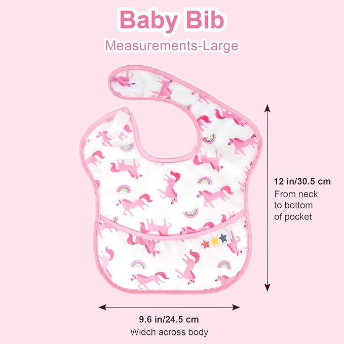 Accmor Baby Bibs, Waterproof Baby Toddler Bibs, Apron Smock Bib for Baby Boys Girls, Essential Must Have for Eating, Feeding