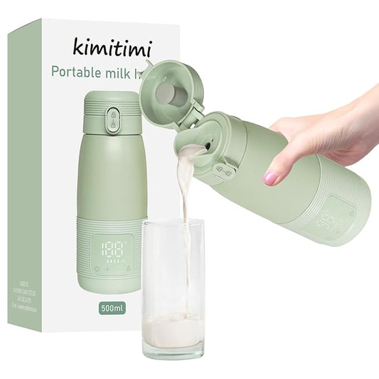 Portable Bottle Warmer for Travel - Super Fast Charging & 5-Min Heating for Breast Milk, Formula & Water, 17oz Large Capacity, Long Battery Life, Perfect for Car/Airplane, Fits Most Bottles