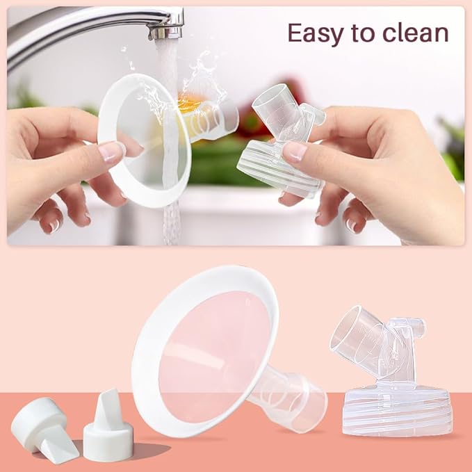 PumpMom-us 17mm and 19mm Oval Flanges Compatible with Spectra S2 S1 9 Plus Pump Parts, Replacement Breast Shield and Duckbill Valves for Spectra Flange Accessories (17mm + 19mm)