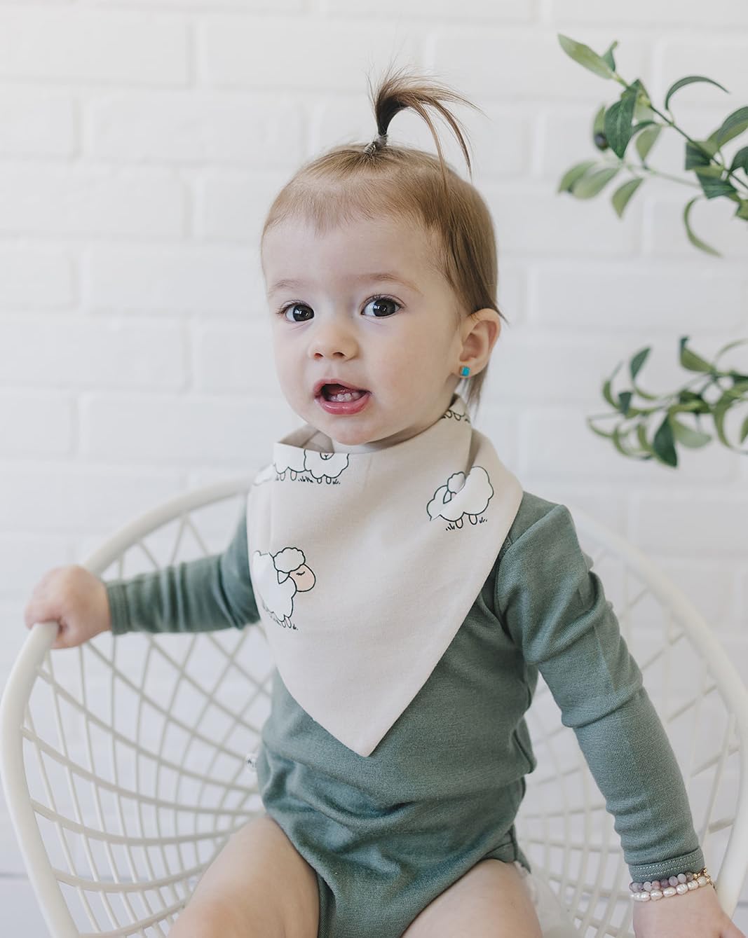 Woolino Merino Wool Baby Bibs - Highly Absorbent Bandana Bib with Cotton Outer Layer and Merino Wool Inner Layer - Pack of 2