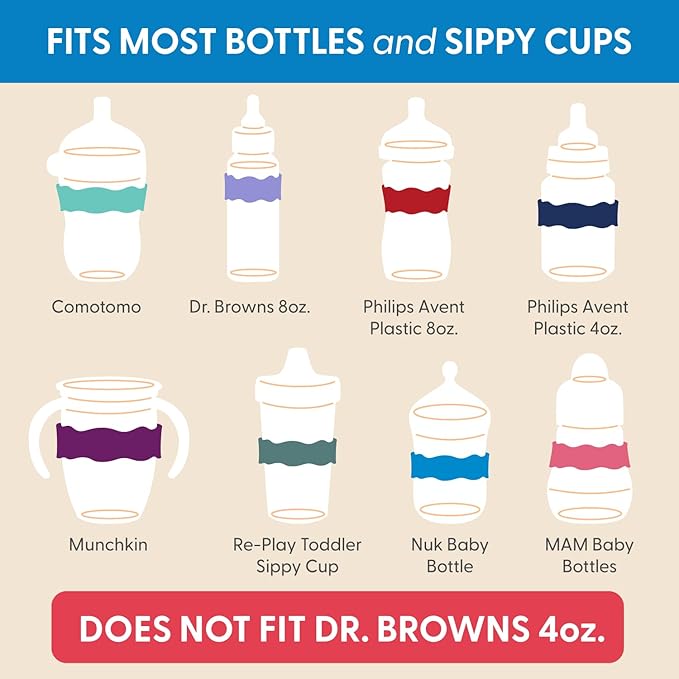 InchBug Orbit Labels Baby Bottle and Water Bottle Silicone Name Bands – Personalized Reusable Label Set for Daycare, Sippy Cups, Preschool, Elementary School, Dishwasher Safe, 4-Pack (Flamingo Pink)