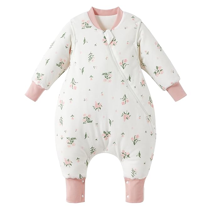 Duomiaomiao 3.5 TOG Toddler Sleep Sack 2-3T 100% Cotton Winter Side Open Zipper Baby Sleep Sack with Feet, Warm Toddler Wearable Blanket