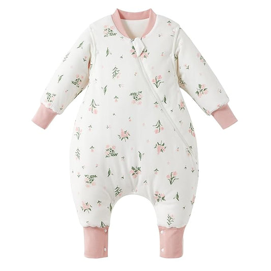 Duomiaomiao 3.5 TOG Toddler Sleep Sack 2-3T 100% Cotton Winter Side Open Zipper Baby Sleep Sack with Feet, Warm Toddler Wearable Blanket