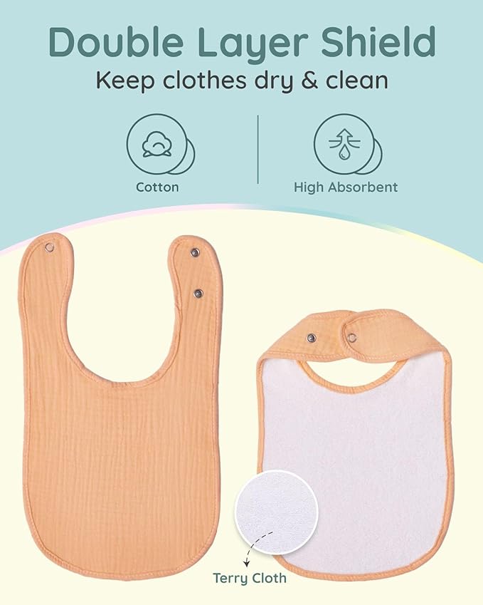 Lilian&Gema Baby Bibs 8 Pack Baby Drool Bibs for Unisex Boys Girls,Soft Cotton Bibs for Teething and Drooling Newborn