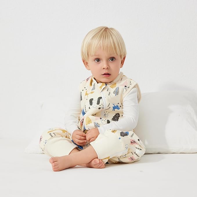 Duomiaomiao 2.5 TOG Toddler Sleep Sack 3-4T 100% Cotton Winter Side Open Zipper Baby Sleep Sack with Feet, Warm Toddler Wearable Blanket