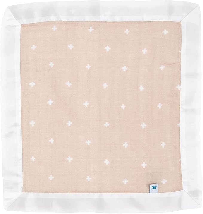 Little Unicorn Security Blankets 3 Pack | 100% Cotton Muslin with Satin Border| Super Soft and Breathable | Baby, Infant, Toddler | Lovey for Boys and Girls | Taupe Cross