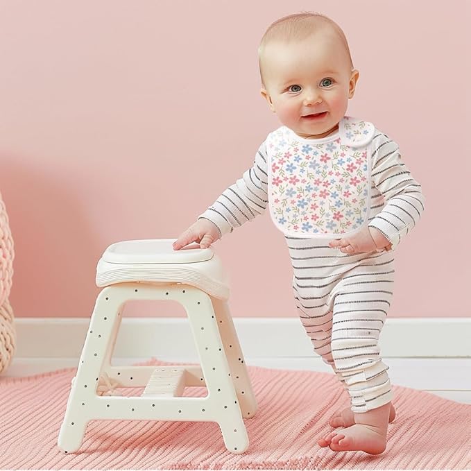 8 Pack Baby Bibs Unisex Adjustable with Snaps Ultra Soft Absorbent Drooling Teething for Boys and Girls