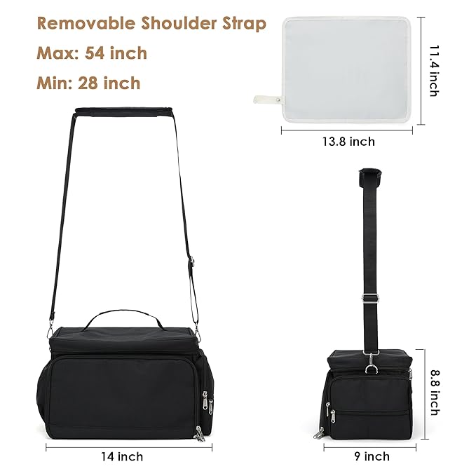 Breast Pump Bag Compatible with Spectra S1 and S2, Breast Pump Carrying Bag with Waterproof Mat Breast Pump Storage Bag for Essentials and Accessories, Black