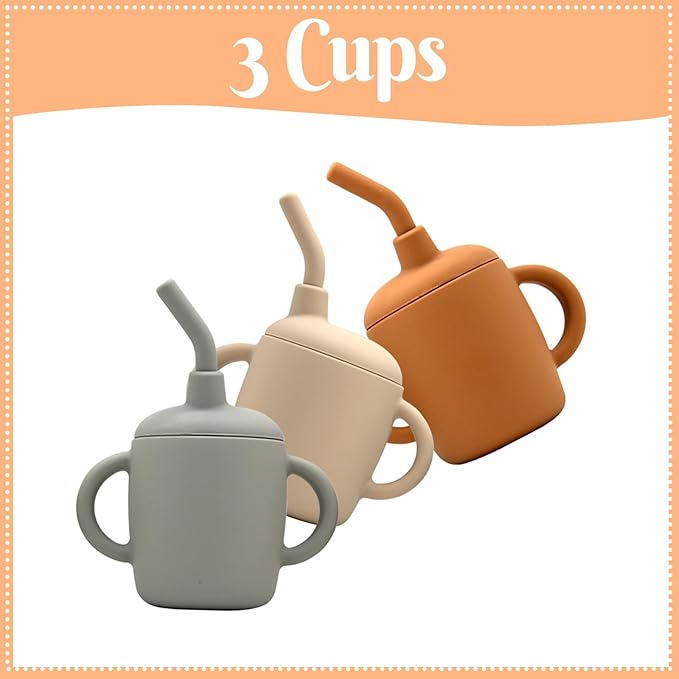 Silicone Baby Feeding Set 21 Pcs, Baby Led Weaning Supplies, Baby Feeding Supplies Set BPA Free, Essentials for Newborn Gift Walnut Color, Beige, Smoky Gray