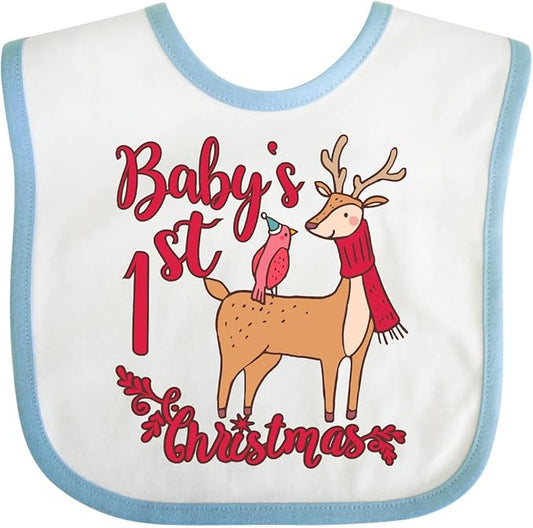 inktastic Baby's First Christmas Baby Bib