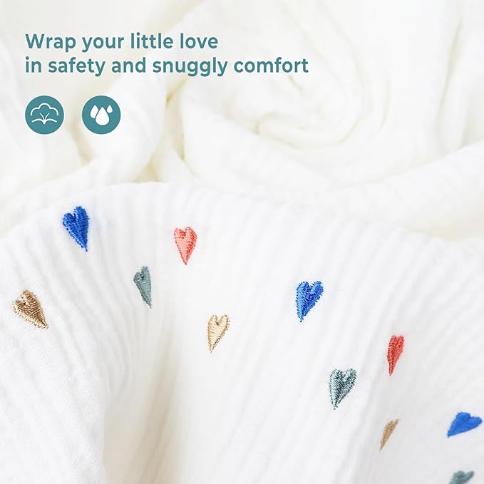 Poncho Muslin Towels for Kids Set of 6 for Embroidery,Baby Bath Towels with Muslin and Soft Terry Towel,24" x 24"Baby Beach Poncho with Seamless Pro Edge, Gifts for Boys and Girls