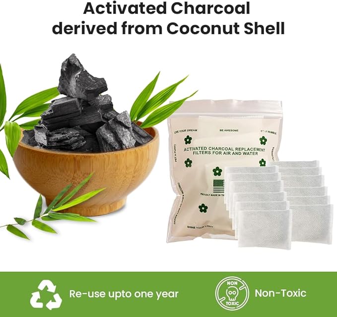 Green Piece® Pack of 12 +1 - Compatible with Diaper Genie - All Natural Baby Diaper Pail Deodorizer - Overstuffed - Activated Charcoal Air Purifier - * Made by Green Piece in the USA *