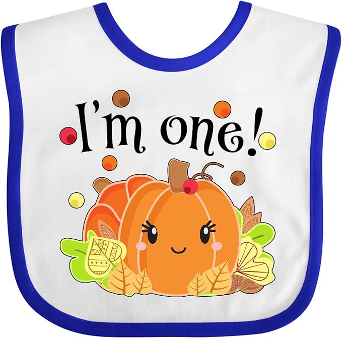 inktastic I'm One- Pumpkin Birthday Autumn Baby Bib