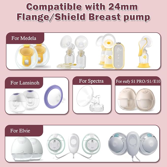 Flange Insert 13mm 6pcs Compatible with Momcozy M5/M9/M6/S12 Pro/V1 Pro/V2 Pro,for Spectra/Medela/MomMed/eufy/Lansinoh/Elvie Breast Pump, Fit for 24mm Flange/Shield of Most Pumps (6PC-13mm)