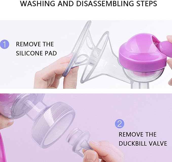 JADE KIT Manual Breast Pump - Adjustable Suction Silicone Hand Pump Breastfeeding, Small Portable Manual Breast Milk Catcher Baby Feeding Pumps & Accessories, Purple, Mother’s Day Gifts