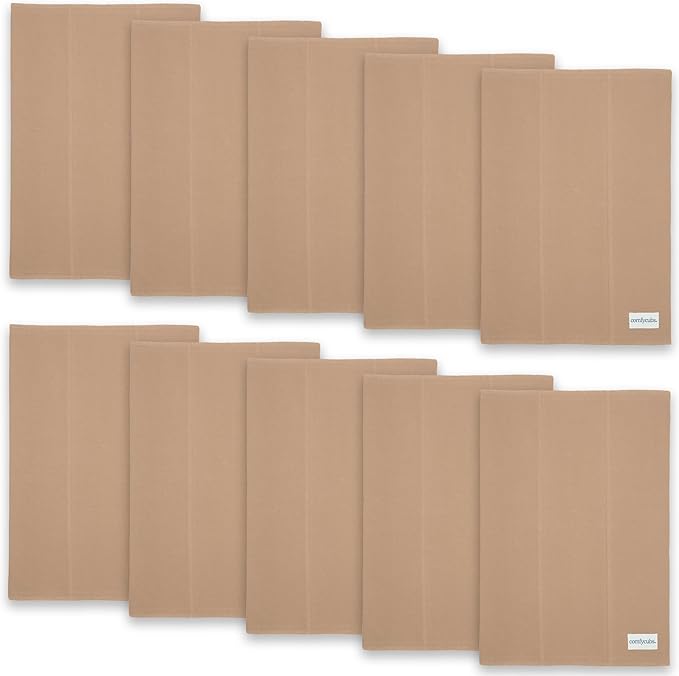 Comfy Cubs Baby Burp Cloths Set (Pack of 10) - Large, 6-Layer, Ultra Absorbent 100% Cotton for Infant Spit-Up, Drool, and Messes - Soft, Gentle, Thoughtful New Born Baby Gifts, Cedar