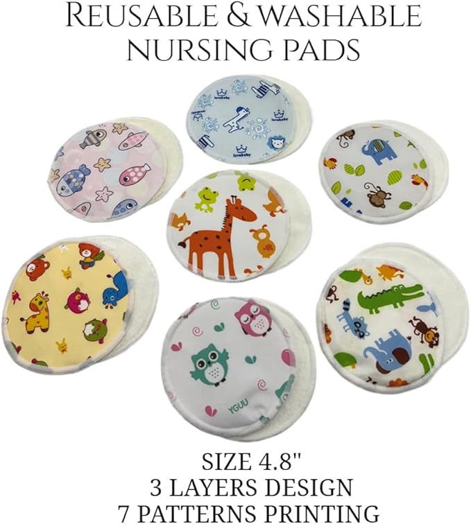 Reusable Nursing Pads 14 Pack,Washable Breast Pads Breastfeeding Essentials,Newborn Necessities for Baby Boys and Girls,Postpartum Essentials for Mom,Super Soft & Absorbent