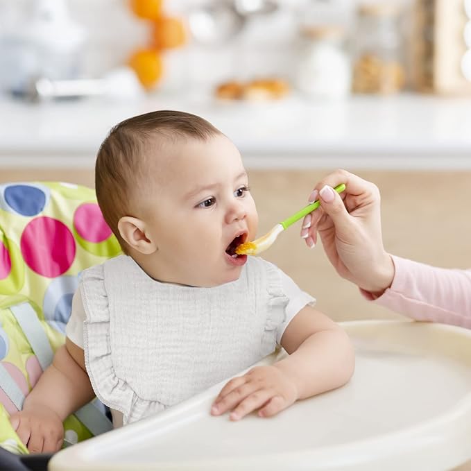 Seematn 10 Pcs Baby Muslin Bibs Drool Bibs Bandana Ruffle Soft Cotton for Newborn Baby Infants Girl Teething Toddlers Boy(White)