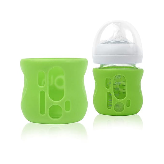 Olababy Silicone Sleeve for Avent Natural Glass Baby Bottles (4 oz, Green)