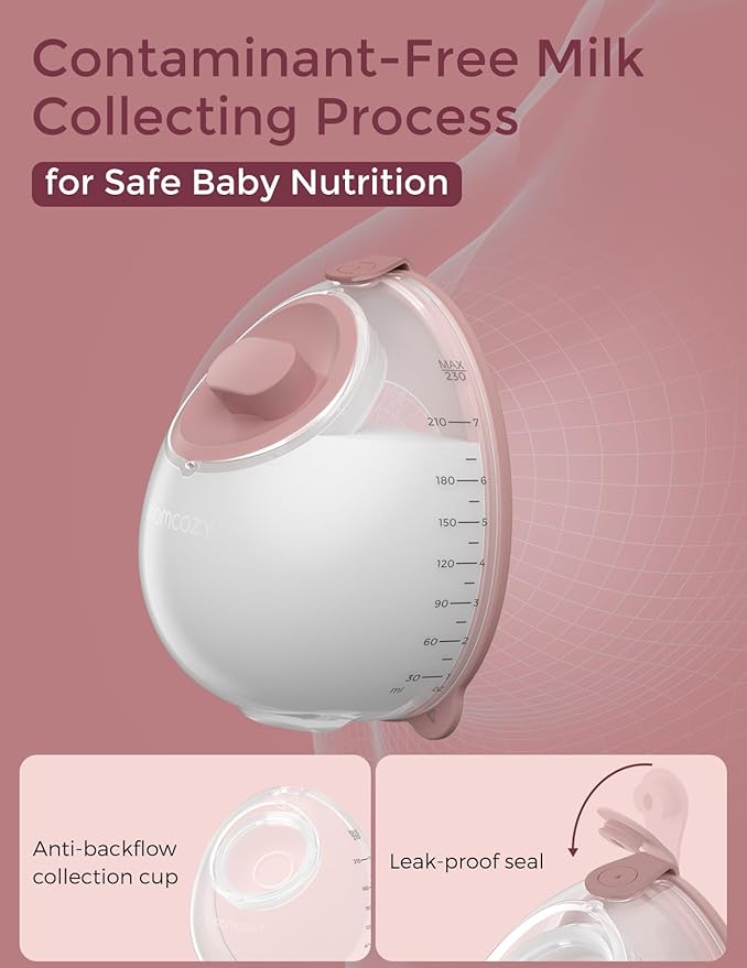 Momcozy Breast Pump V1 Pro Hospital-Grade, Hands-Free & Portable Wearable Pump, Upgraded Electric Pump with 3 Fine-Tuned Rhythms|15 Levels, Come with Leak-Proof DoubleFit Flange, Cozy Red.