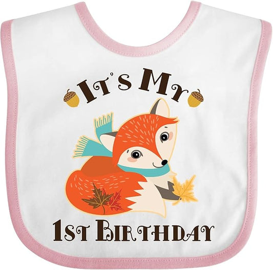 inktastic 1st Birthday Woodland Fox Baby Bib
