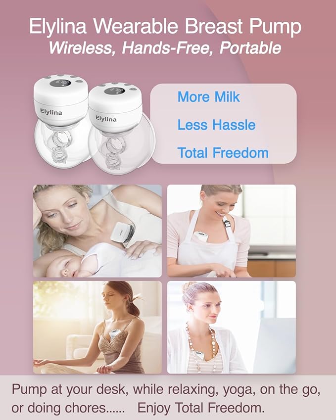 Wearable Breast Pump Hands Free｜Electric, Portable & Hands-Free, Super Quiet & Strong Suction, 2 Modes 9 Levels, Easy Clean, Auto Memory, All-Day Battery, 3 Flange Sizes (21mm/24mm/27mm)
